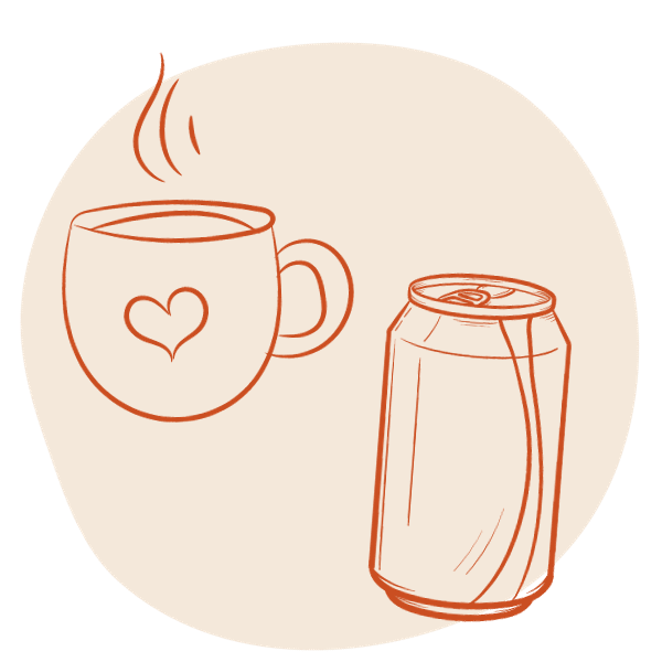 orange coffee cup and soda pop can icons